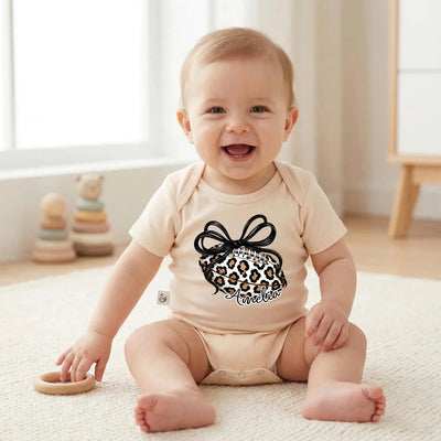 Printed Leopard Football Bow Baby Onesie
