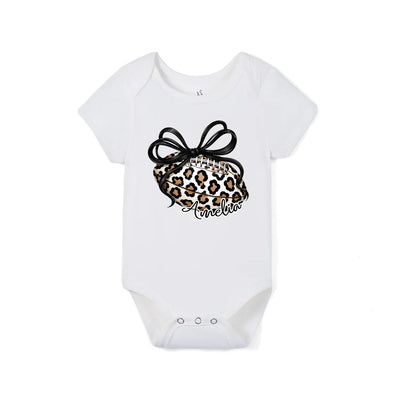 Printed Leopard Football Bow Baby Onesie