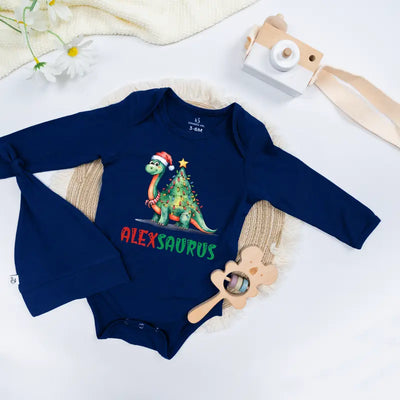 Printed Christmas Custom Name's Saurus Baby Onsie