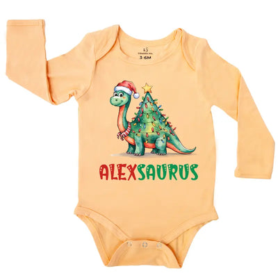 Printed Christmas Custom Name's Saurus Baby Onsie