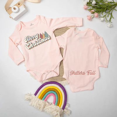 Printed Merry Christmas Baby Onesie