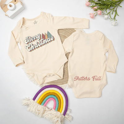 Printed Merry Christmas Baby Onesie