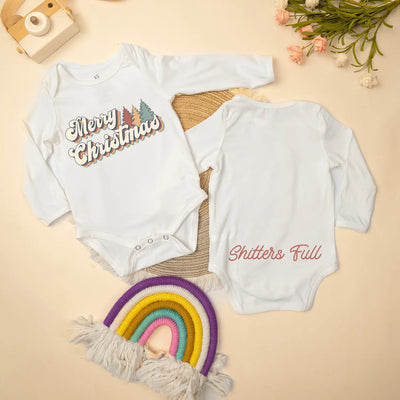 Printed Merry Christmas Baby Onesie