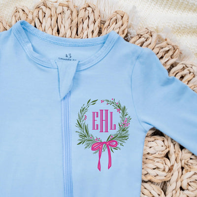 Printed Monogram Crest Bamboo Baby Pajamas - SwaddleAn