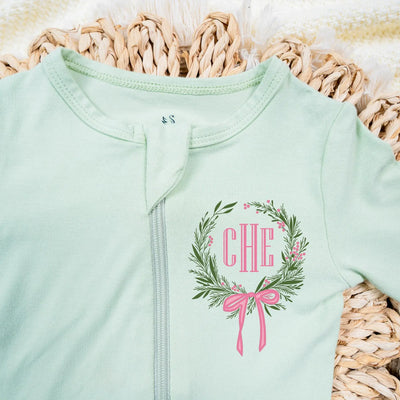 Printed Monogram Crest Bamboo Baby Pajamas - SwaddleAn