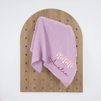 Purple Knit Baby Blanket | Embroidery Baby Blanket