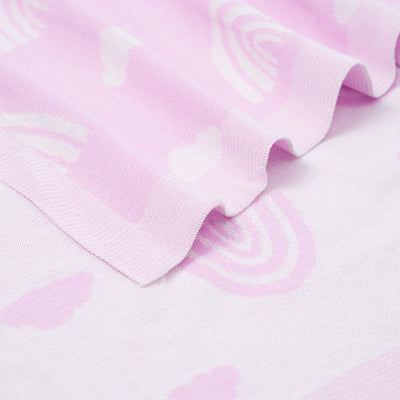 Rainbow Lilac Jacquard Knit Baby Blanket