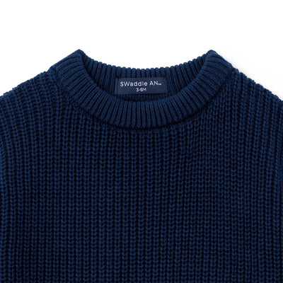 Classic Chunky Knit Baby Romper in Navy