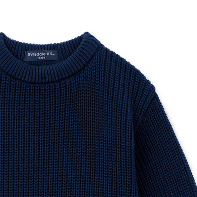 Classic Chunky Knit Baby Romper in Navy