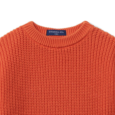 Classic Chunky Knit Baby Romper in Orange Rust