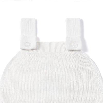 Baby Knit Button Strap Romper in White