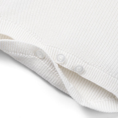 Baby Knit Button Strap Romper in White