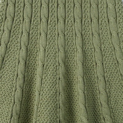Cable Knit Polo Dress in Sage Green
