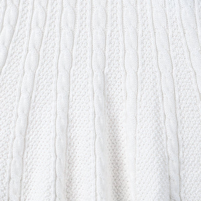 Cable Knit Polo Dress in White