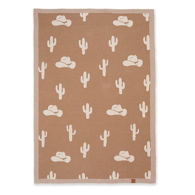 Cactus Cowboy Western Jacquard Knit Baby Blanket