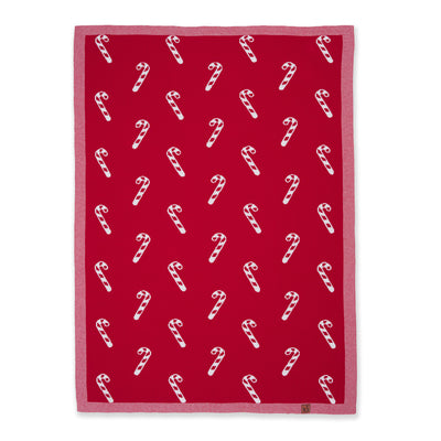 Christmas Candy Cane Jacquard Knit Baby Blanket
