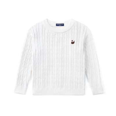 Classic Cable Knit Baby Sweater in White