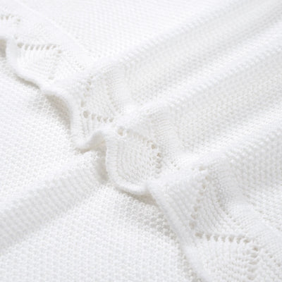 Heirloom Lace Knit Baby Blanket in White