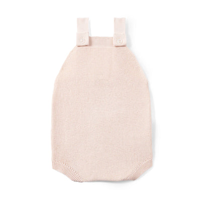 Baby Knit Button Strap Romper in Beige