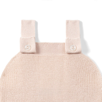 Baby Knit Button Strap Romper in Beige