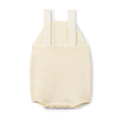 Baby Knit Button Strap Romper in Cream