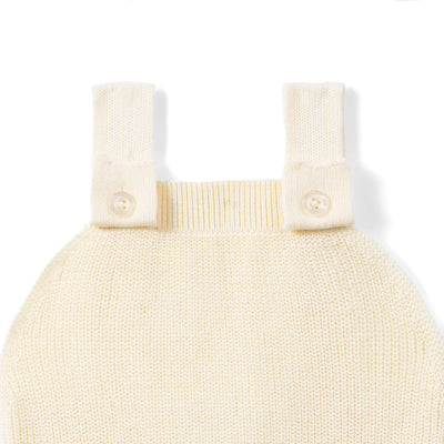 Baby Knit Button Strap Romper in Cream