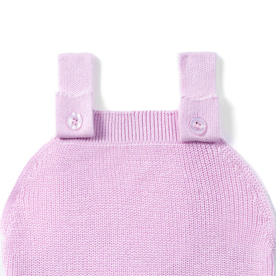 Baby Knit Button Strap Romper in Lilac