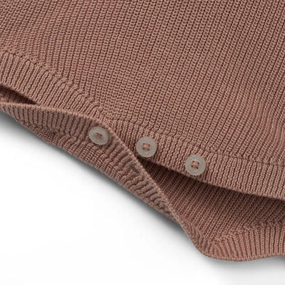 Baby Knit Button Strap Romper in Mocha