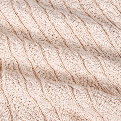 Cable Knit Polo Dress in Beige
