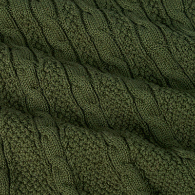 Cable Knit Polo Dress in Forest Green