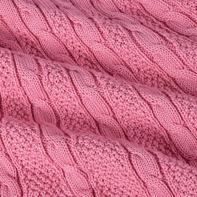 Cable Knit Polo Dress in Rose Pink
