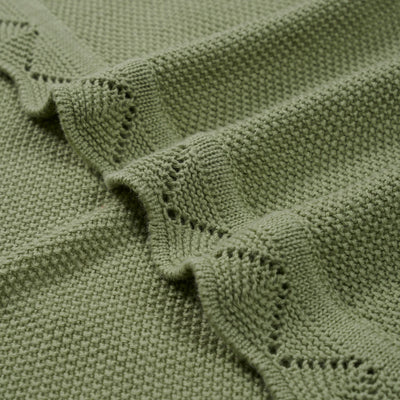 Heirloom Lace Knit Baby Blanket in Sage Green