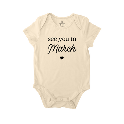 See You in March Baby Onesie – Bamboo Bodysuit