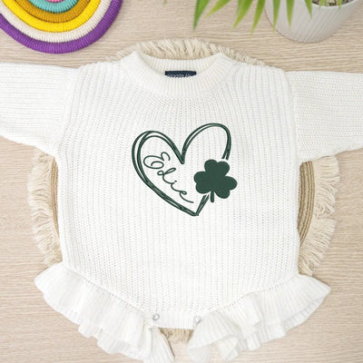 Shamrock St Patrick's Day Custom Name Romper