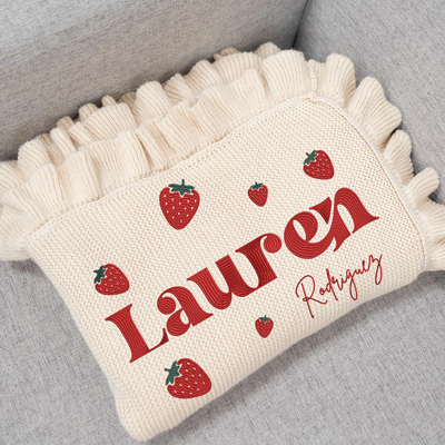 Personalized Strawberry Baby Blanket