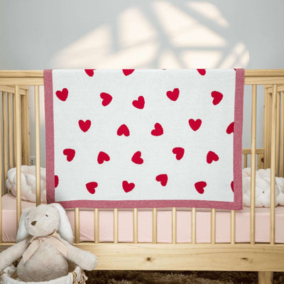 Valentine Heart Jacquard Baby Blanket SwaddleAn