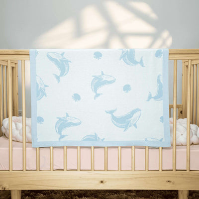 Whale Jacquard Baby Blanket SwaddleAn