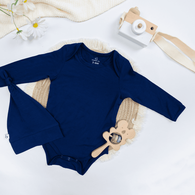 Long Sleeve Baby Bodysuit - Blue Depths SwaddleAn