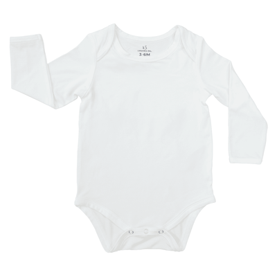 Long Sleeve Baby Bodysuit - White SwaddleAn