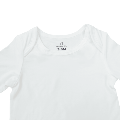 Long Sleeve Baby Bodysuit - White SwaddleAn