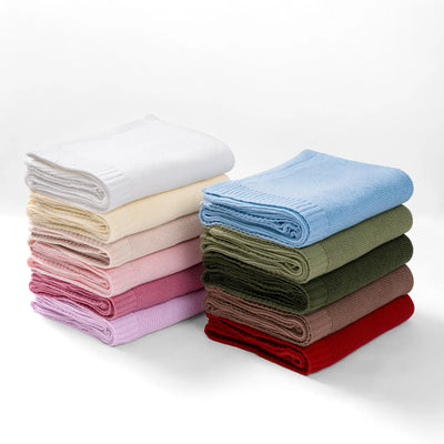 Classic Knit Cotton Baby Blanket in Beige