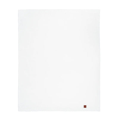 Classic Knit Cotton Baby Blanket in White