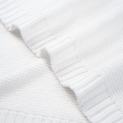 Classic Knit Cotton Baby Blanket in White