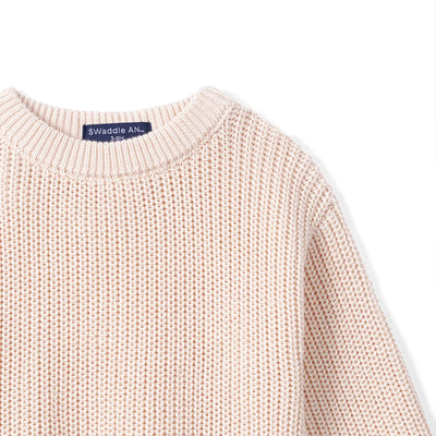 Classic Chunky Knit Baby Romper in Beige