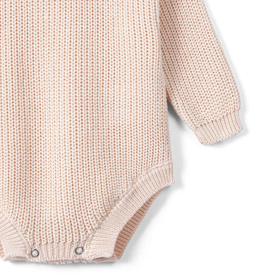 Classic Chunky Knit Baby Romper in Beige