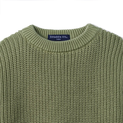 Classic Chunky Knit Baby Romper in Sage Green