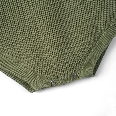 Classic Chunky Knit Baby Romper in Sage Green