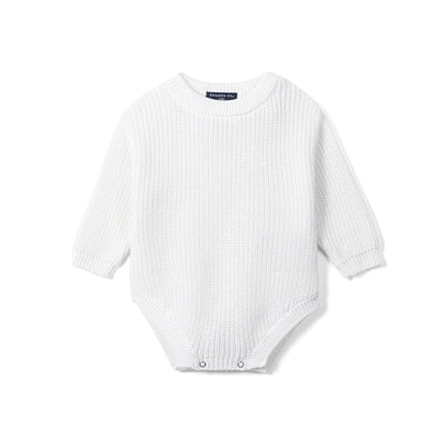 Classic Chunky Knit Baby Romper in White