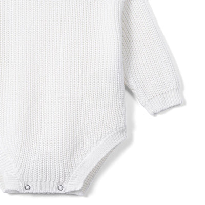 Classic Chunky Knit Baby Romper in White