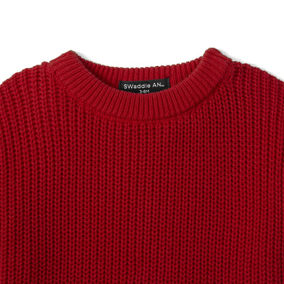 Ruffle Chunky Knit Baby Romper in Red Xmas